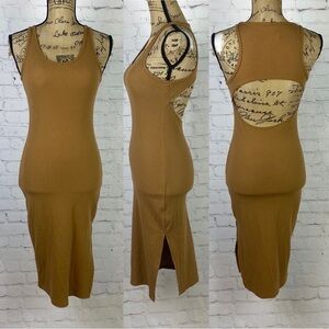 Wild Fable Caramel Ribbed Open Back Bodycon Dress